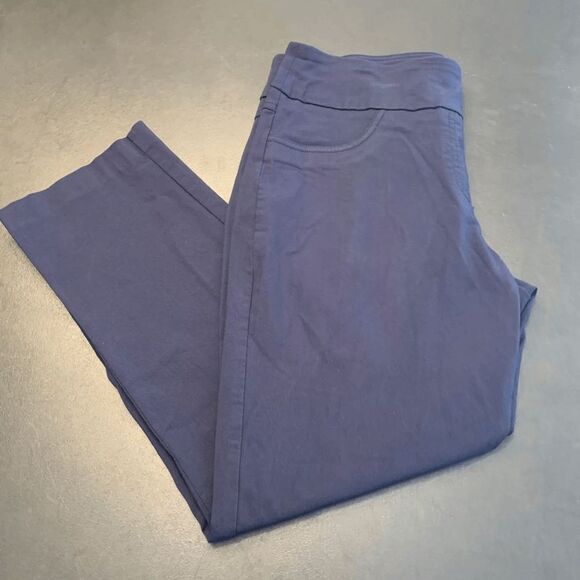 Ruby Rd Women's Pull On Casual Pants Elastic Waist Straight Leg Navy Size 10 - Picture 1 of 6